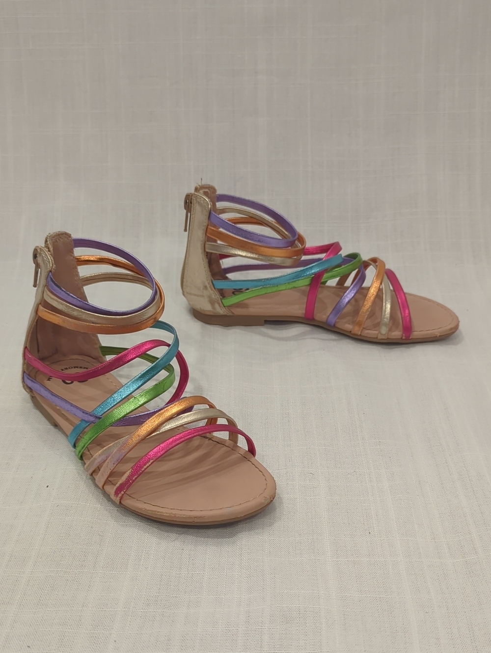 SO Rainbow Metallic‎ Multi-Color Girls Strappy Sandals